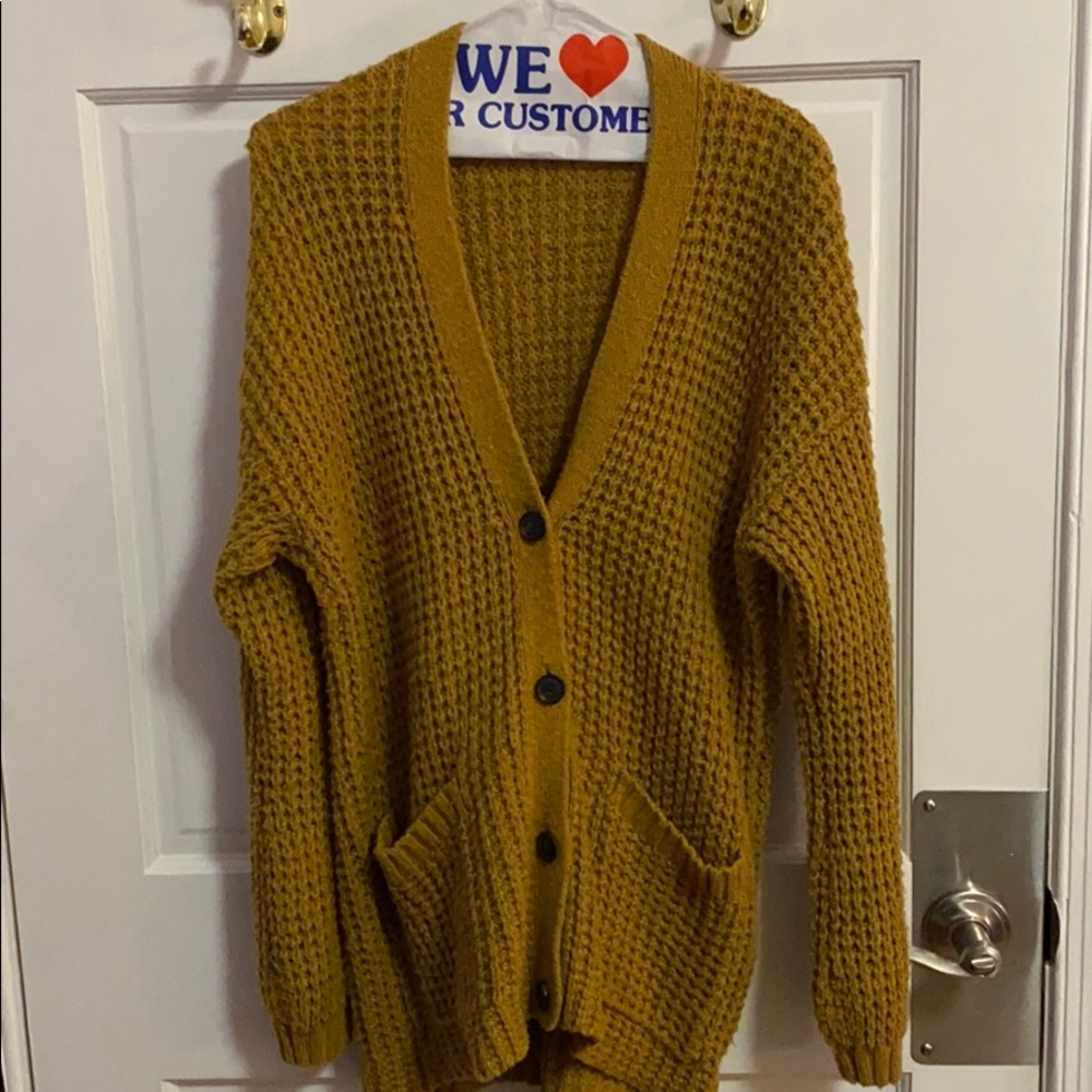AE Golden Oversized Waffle Cardigan